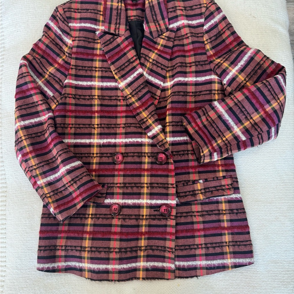 Topshop Multicolor Plaid Striped Blazer Size 4